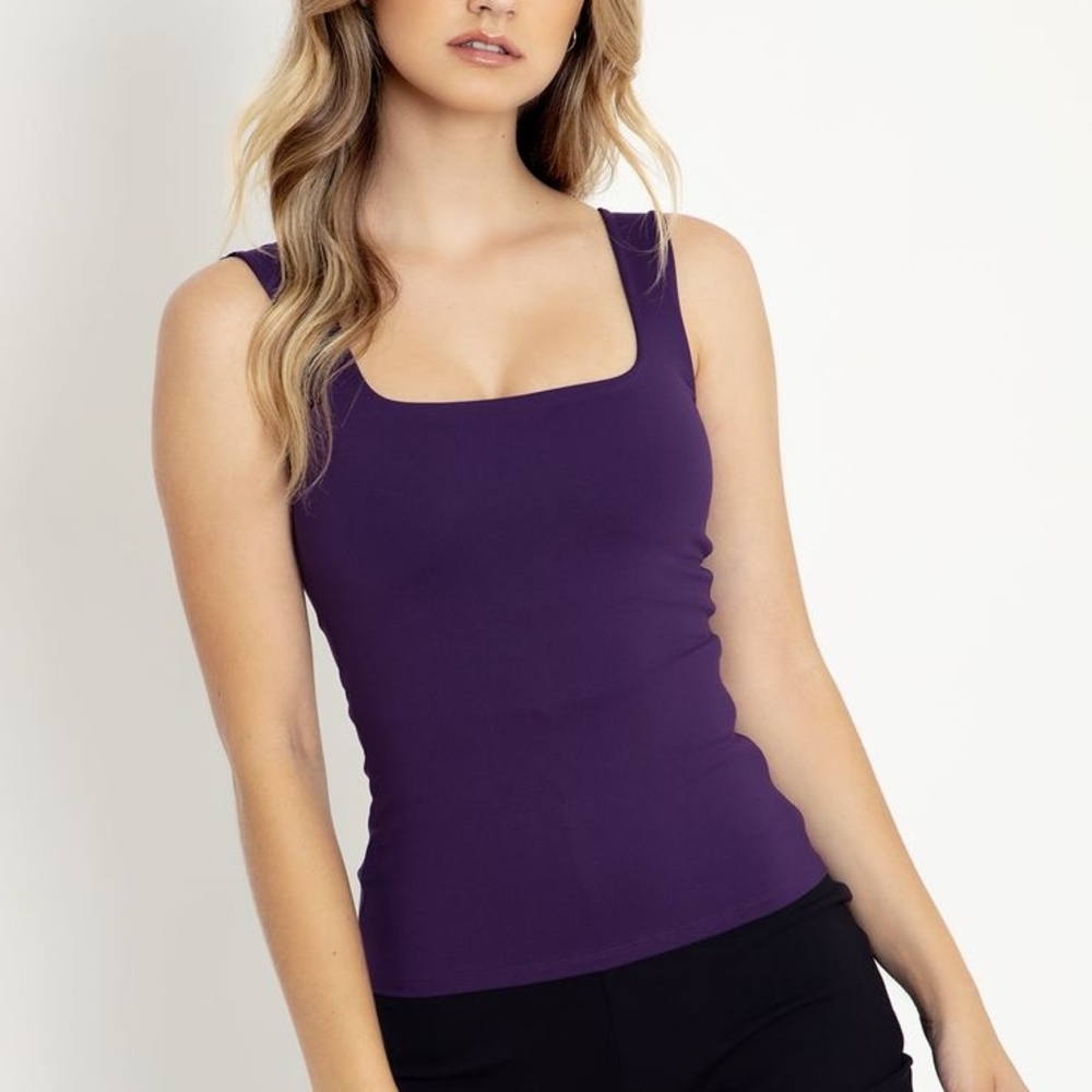 Women's Aubergine Matte Purple Tank Top Blackmilk Clothing Small S